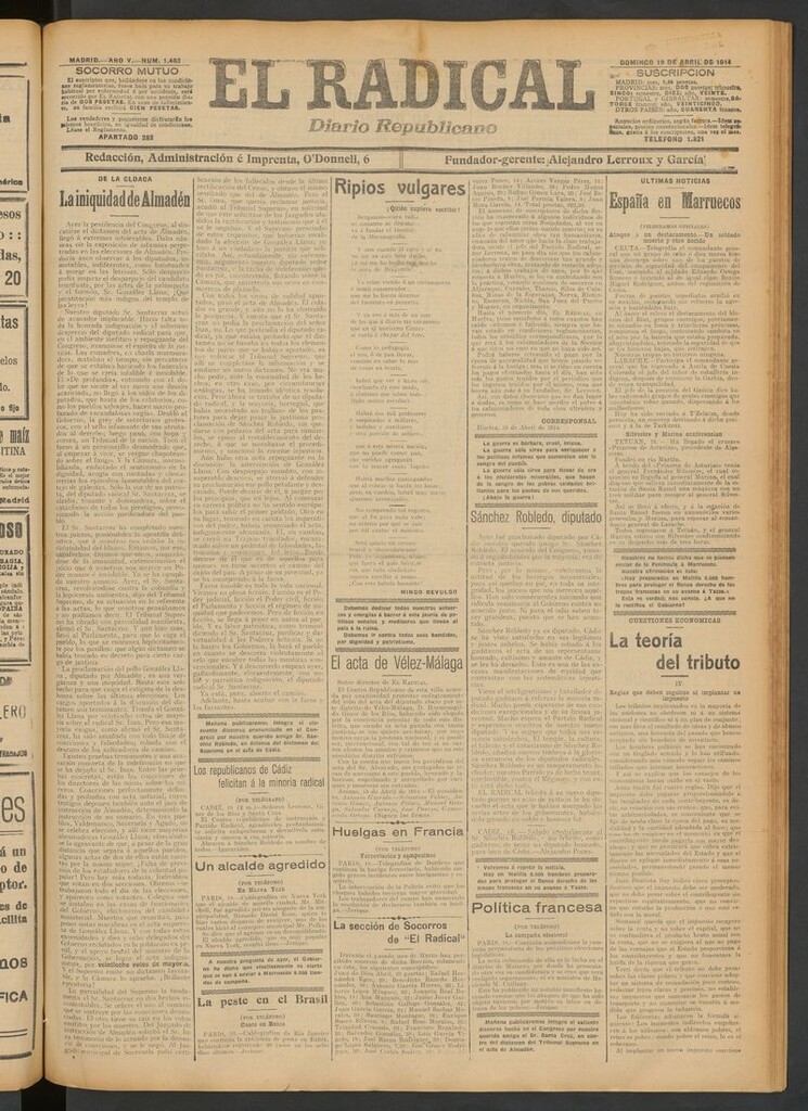 Miniatura de El Radical: diario republicano del 19 de abril de 1914