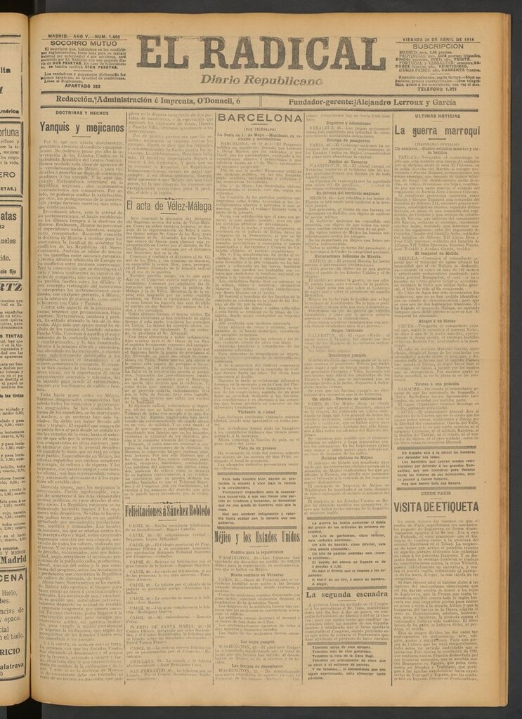 Miniatura de El Radical: diario republicano del 24 de abril de 1914