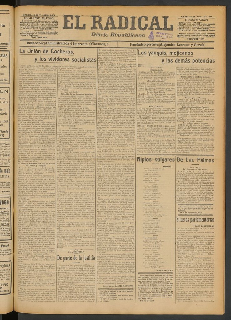 Miniatura de El Radical: diario republicano del 30 de abril de 1914