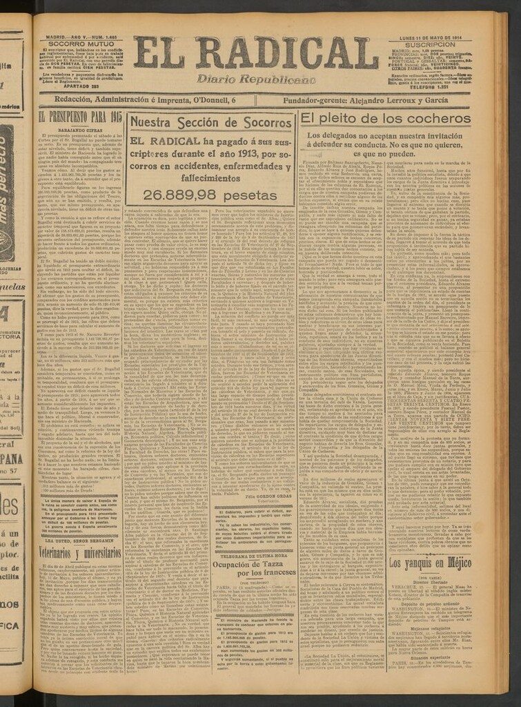 Miniatura de El Radical: diario republicano del 11 de mayo de 1914
