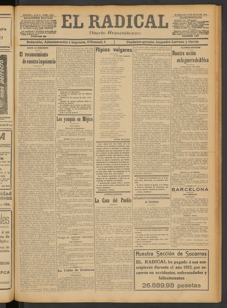 Miniatura de El Radical: diario republicano del 13 de mayo de 1914