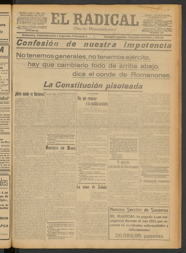 Miniatura de El Radical: diario republicano del 15 de mayo de 1914