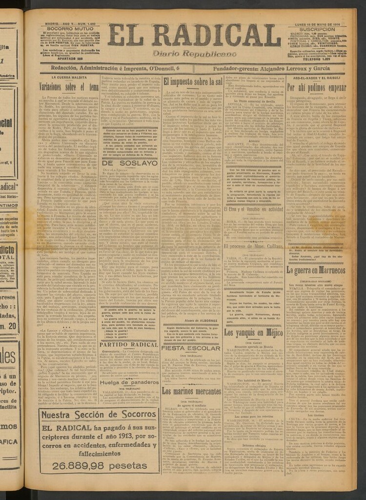 Miniatura de El Radical: diario republicano del 18 de mayo de 1914