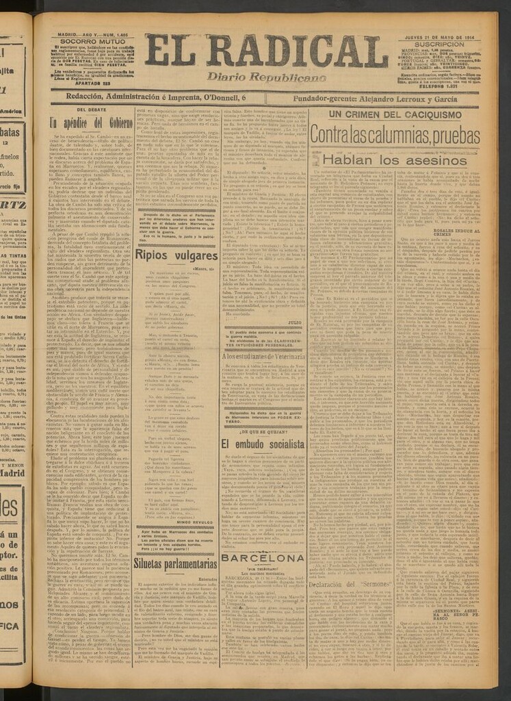 Miniatura de El Radical: diario republicano del 21 de mayo de 1914