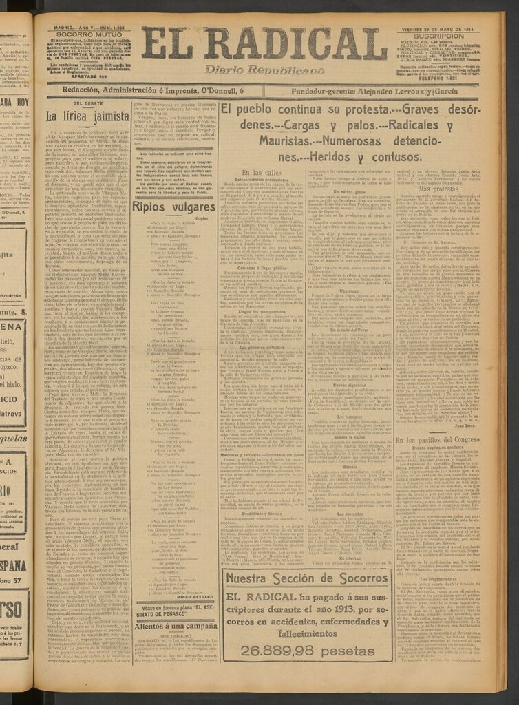 Miniatura de El Radical: diario republicano del 29 de mayo de 1914