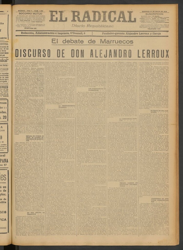 Miniatura de El Radical: diario republicano del 31 de mayo de 1914
