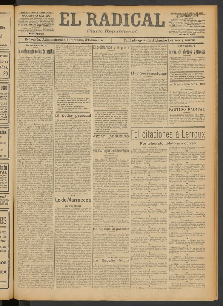 Miniatura de El Radical: diario republicano del 3 de junio de 1914