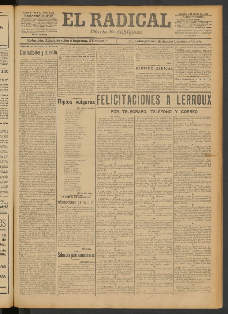 Miniatura de El Radical: diario republicano del 4 de junio de 1914