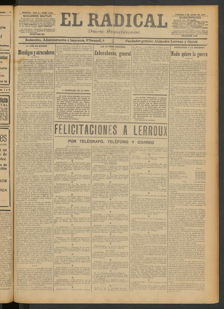 Miniatura de El Radical: diario republicano del 5 de junio de 1914