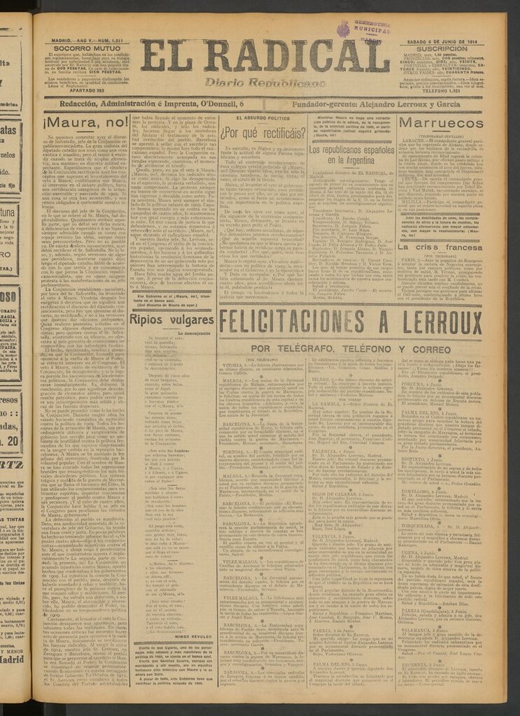 Miniatura de El Radical: diario republicano del 6 de junio de 1914