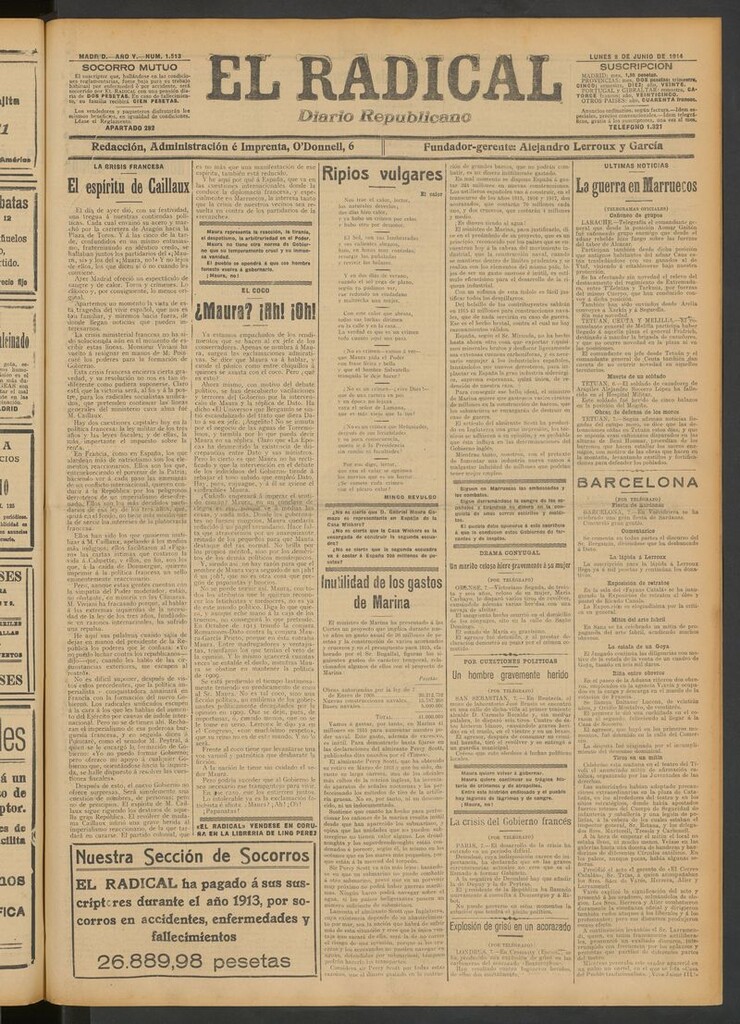 Miniatura de El Radical: diario republicano del 8 de junio de 1914