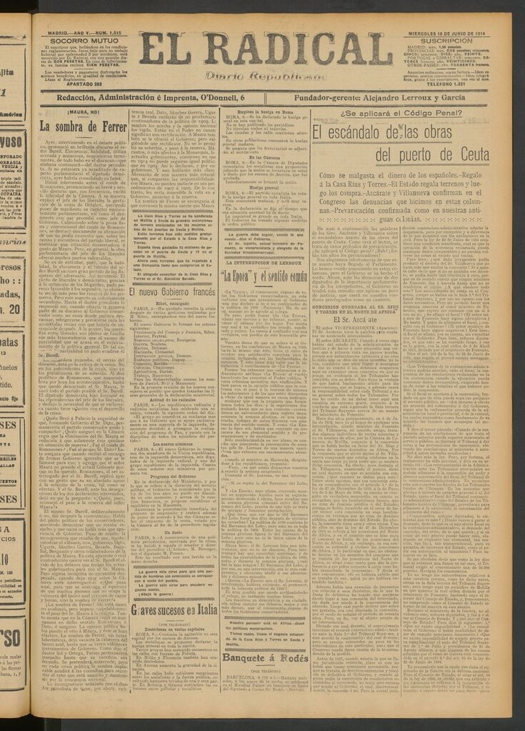 Miniatura de El Radical: diario republicano del 10 de junio de 1914