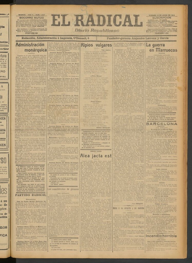 Miniatura de El Radical: diario republicano del 12 de junio de 1914