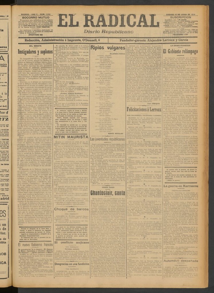 Miniatura de El Radical: diario republicano del 13 de junio de 1914