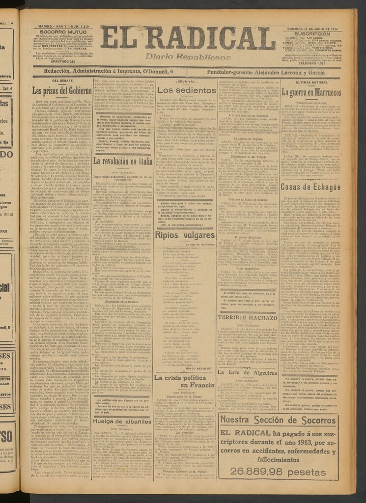 Miniatura de El Radical: diario republicano del 14 de junio de 1914