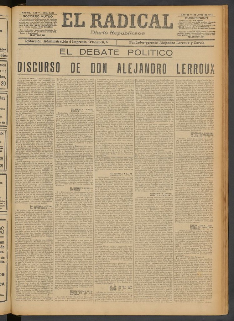 Miniatura de El Radical: diario republicano del 16 de junio de 1914