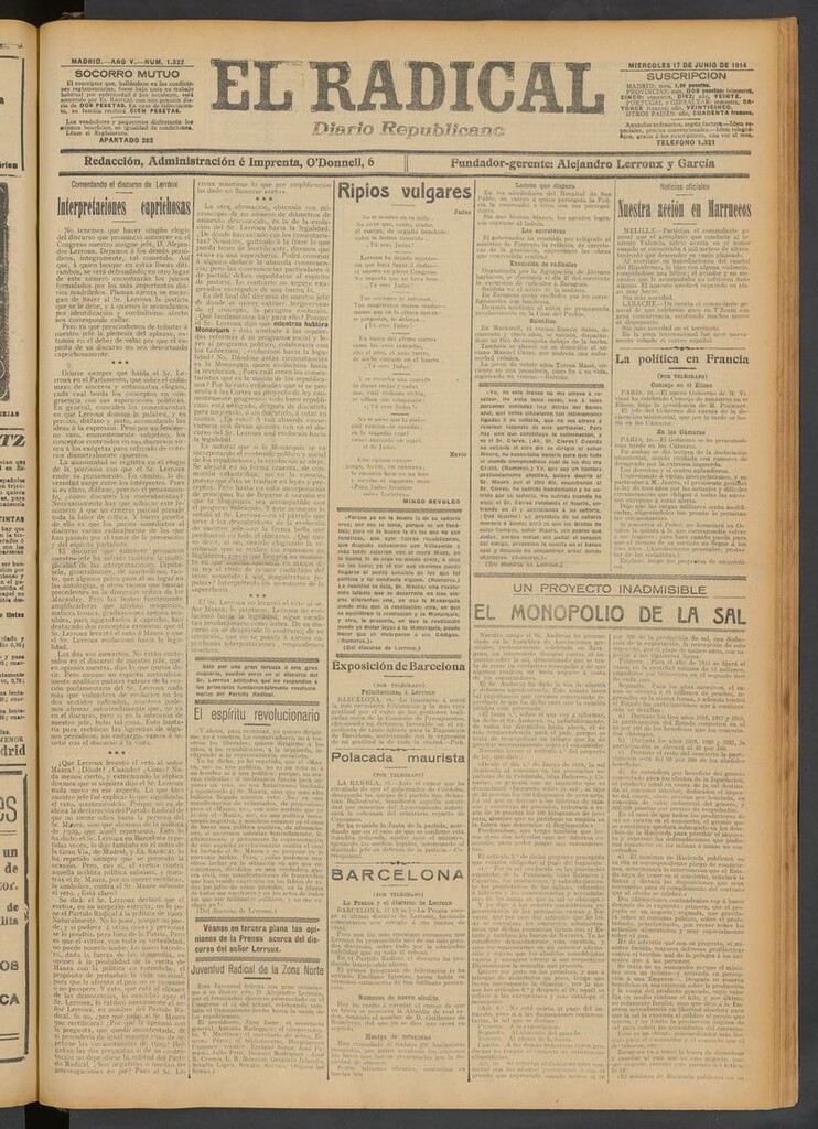 Miniatura de El Radical: diario republicano del 17 de junio de 1914