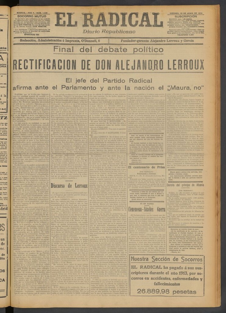 Miniatura de El Radical: diario republicano del 19 de junio de 1914