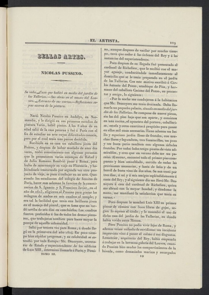 Miniatura de El artista: periódico semanal de artes, literatura, historia de 1836, tomo III, nº 10