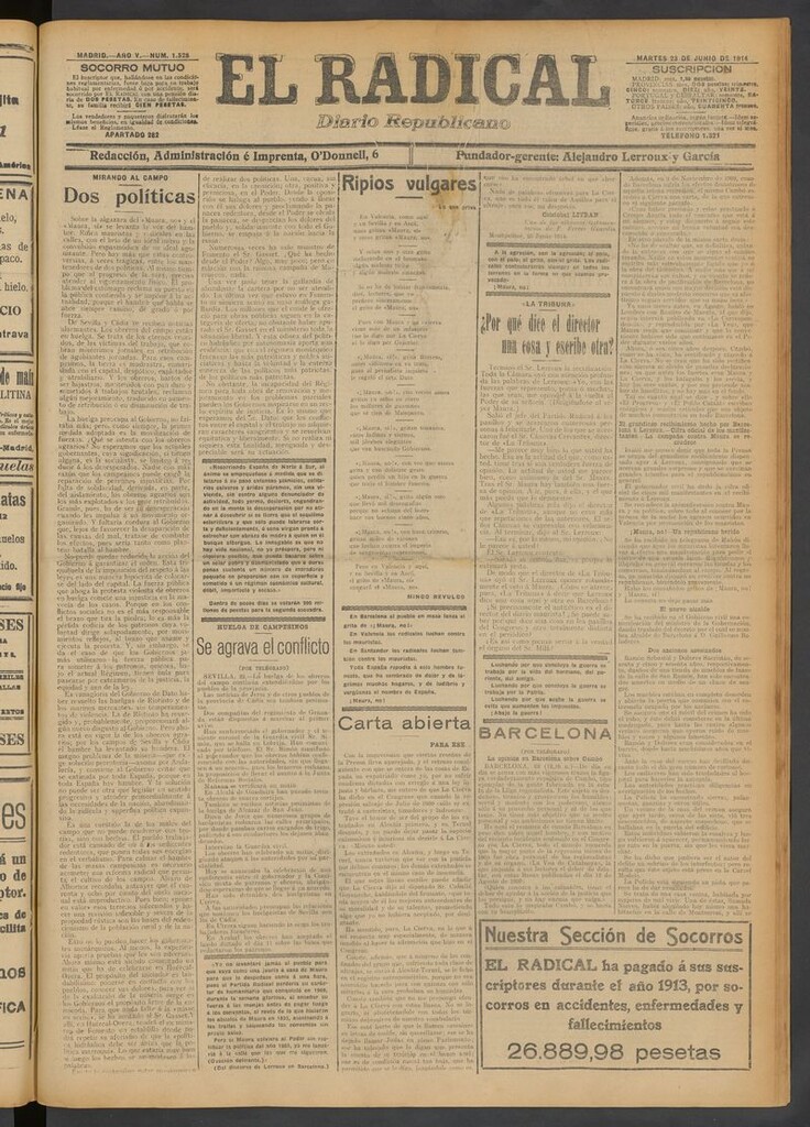 Miniatura de El Radical: diario republicano del 23 de junio de 1914