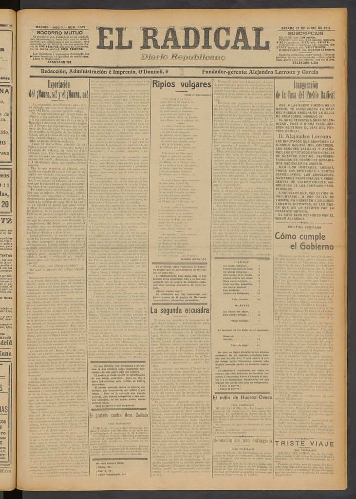 Miniatura de El Radical: diario republicano del 27 de junio de 1914
