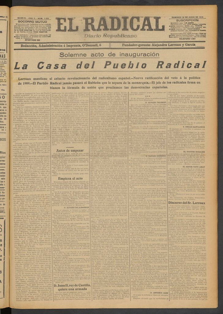 Miniatura de El Radical: diario republicano del 28 de junio de 1914
