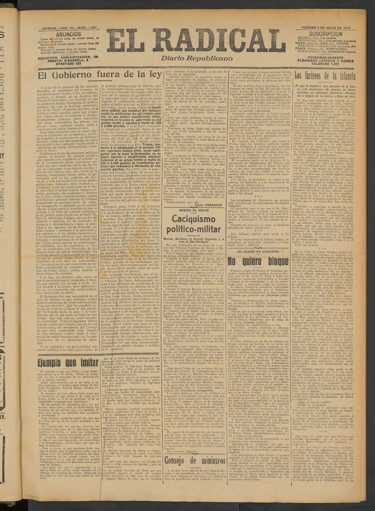 Miniatura de El Radical: diario republicano del 2 de julio de 1915