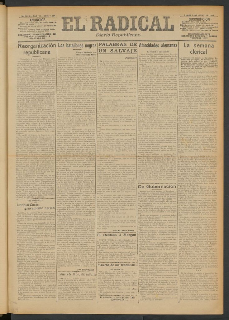 Miniatura de El Radical: diario republicano del 5 de julio de 1915