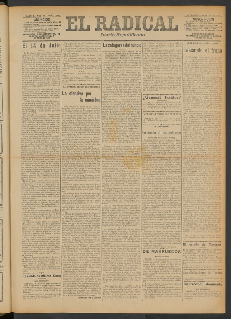 Miniatura de El Radical: diario republicano del 7 de julio de 1915