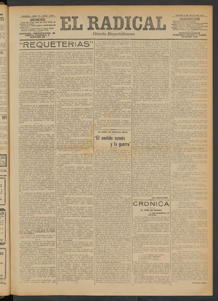 Miniatura de El Radical: diario republicano del 8 de julio de 1915