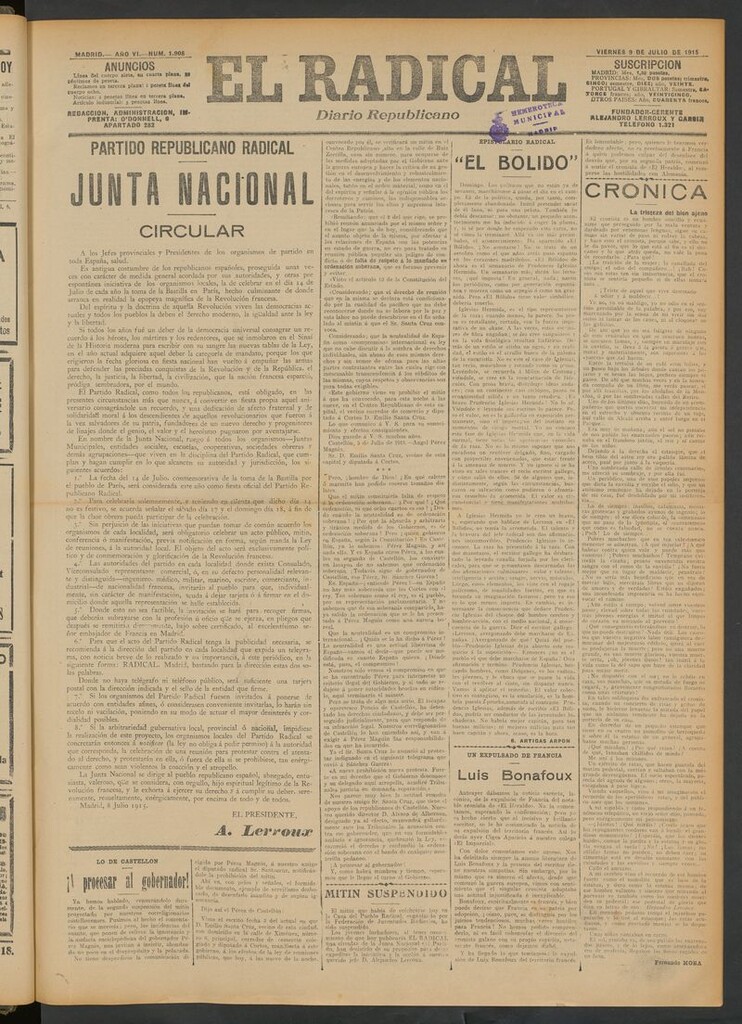 Miniatura de El Radical: diario republicano del 9 de julio de 1915