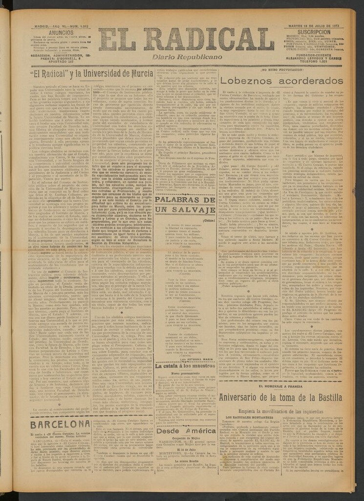 Miniatura de El Radical: diario republicano del 13 de julio de 1915