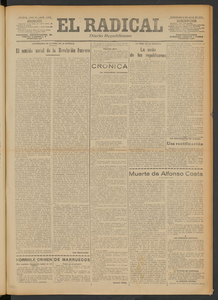 Miniatura de El Radical: diario republicano del 14 de julio de 1915