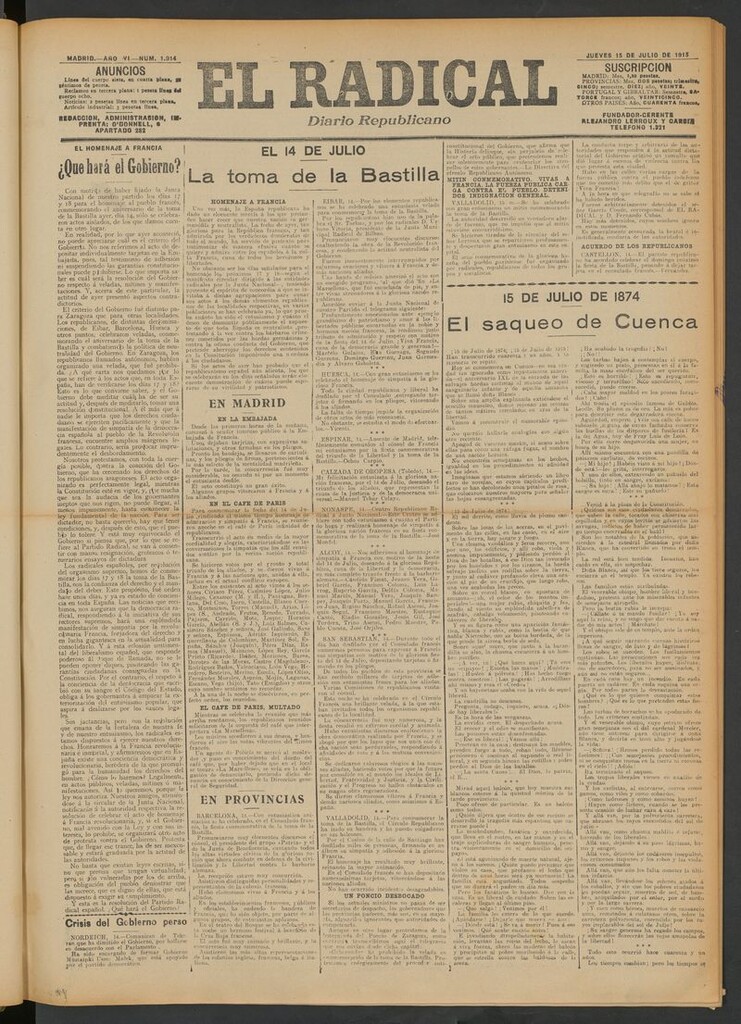 Miniatura de El Radical: diario republicano del 15 de julio de 1915