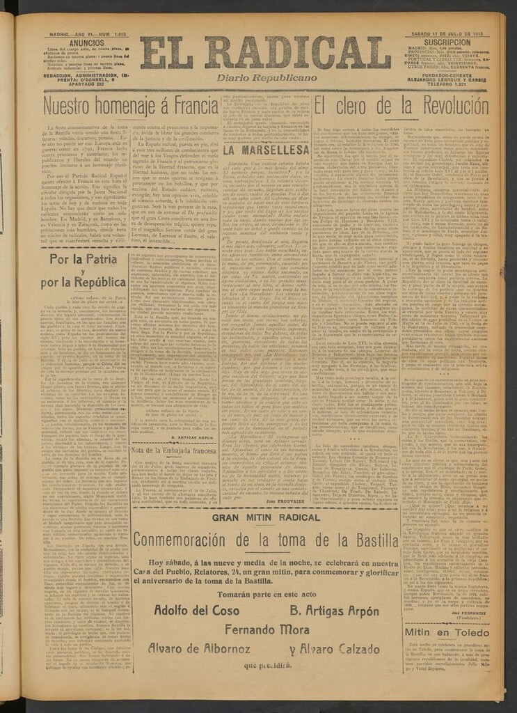 Miniatura de El Radical: diario republicano del 17 de julio de 1915