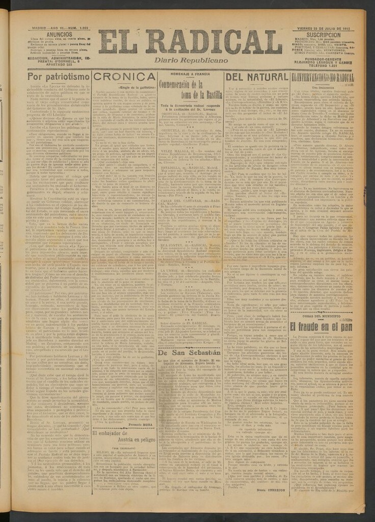 Miniatura de El Radical: diario republicano del 23 de julio de 1915