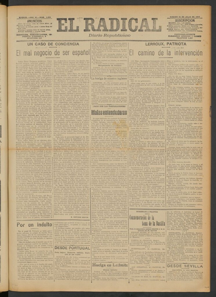 Miniatura de El Radical: diario republicano del 24 de julio de 1915