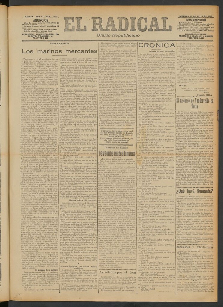 Miniatura de El Radical: diario republicano del 25 de julio de 1915