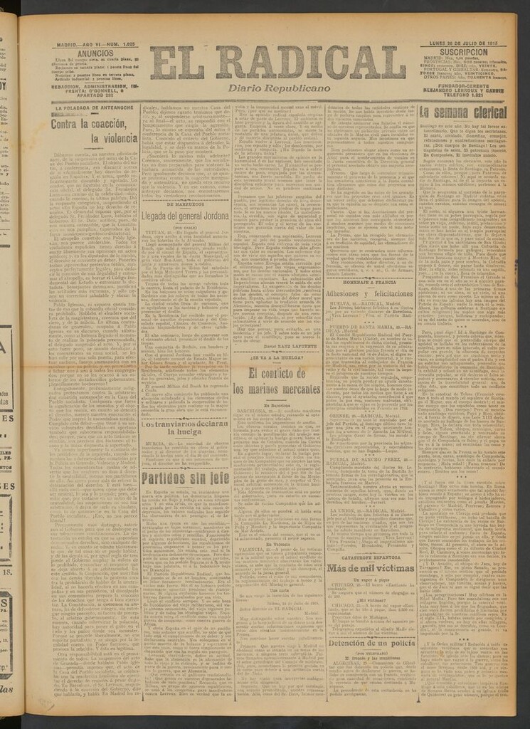Miniatura de El Radical: diario republicano del 26 de julio de 1915