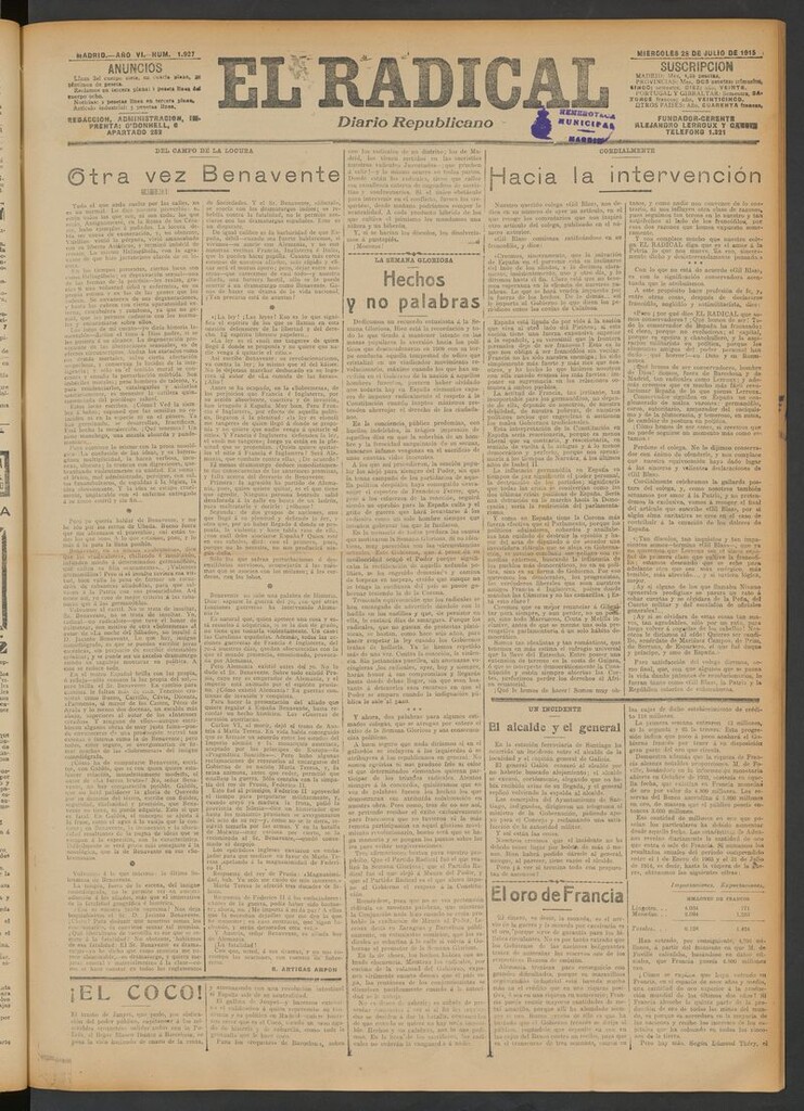 Miniatura de El Radical: diario republicano del 28 de julio de 1915