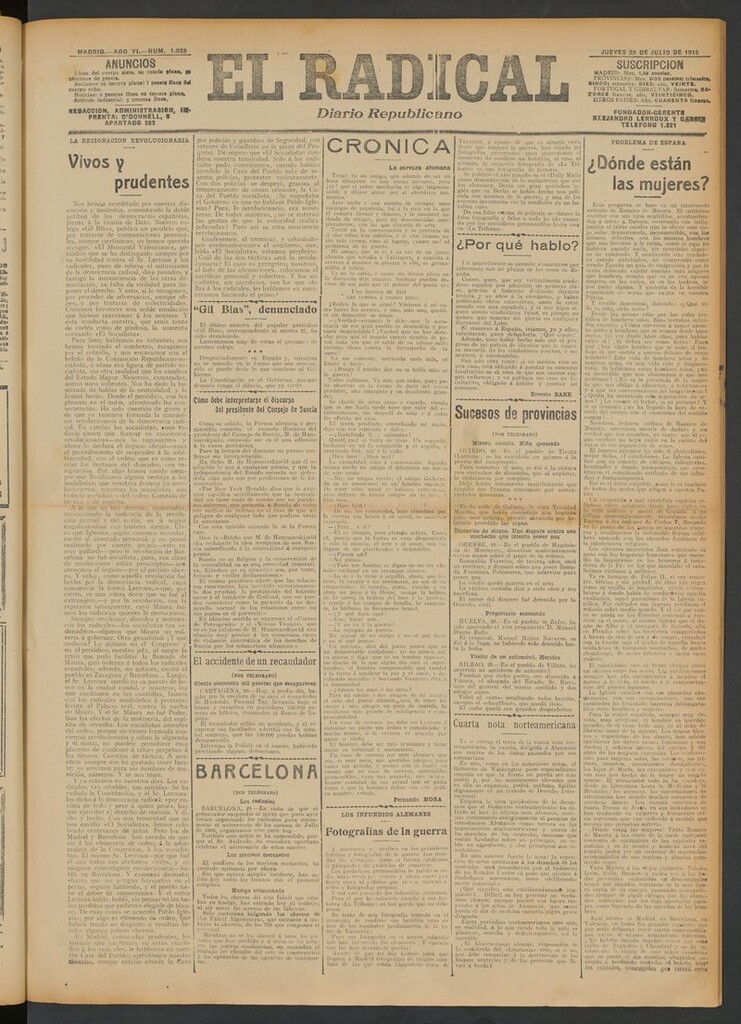 Miniatura de El Radical: diario republicano del 29 de julio de 1915