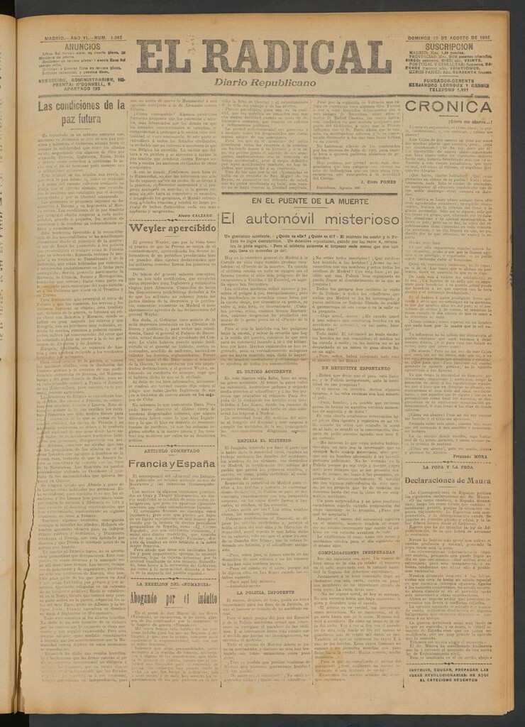 Miniatura de El Radical: diario republicano del 15 de agosto de 1915