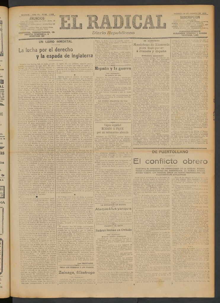Miniatura de El Radical: diario republicano del 20 de agosto de 1915