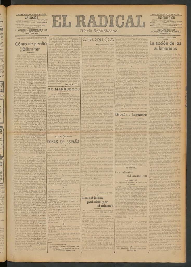 Miniatura de El Radical: diario republicano del 28 de agosto de 1915