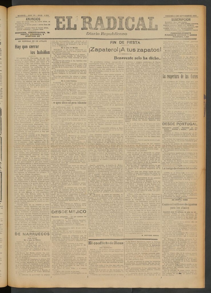 Miniatura de El Radical: diario republicano del 3 de septiembre de 1915