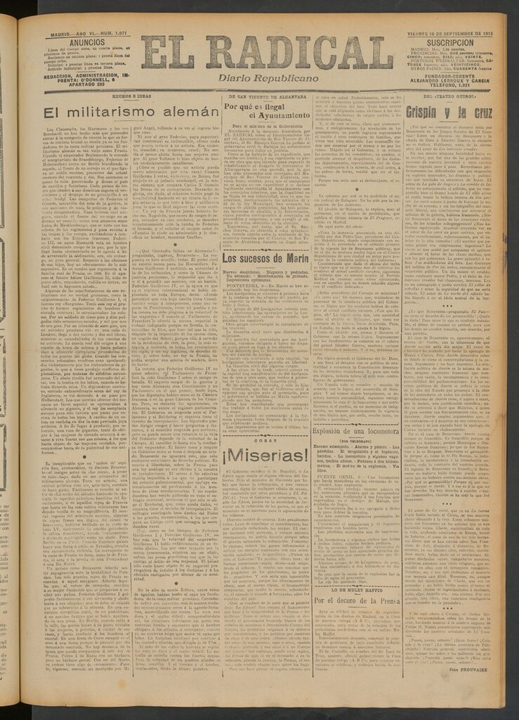 Miniatura de El Radical: diario republicano del 10 de septiembre de 1915