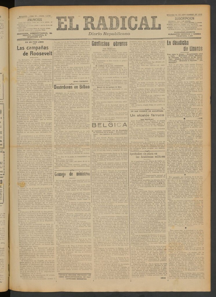 Miniatura de El Radical: diario republicano del 18 de septiembre de 1915