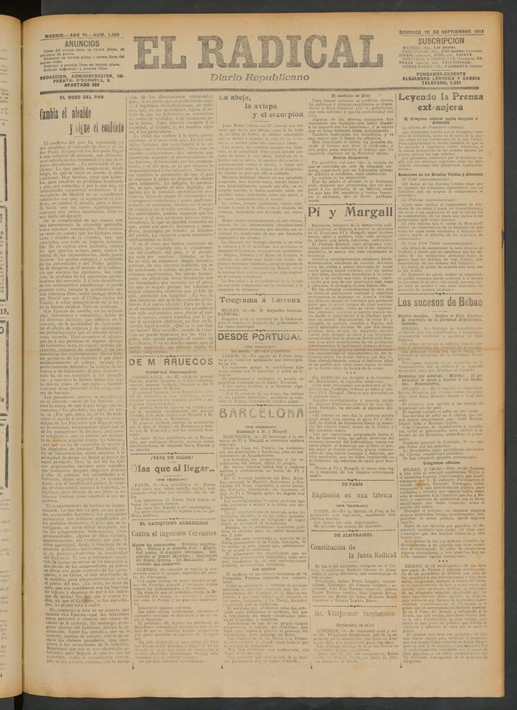 Miniatura de El Radical: diario republicano del 19 de septiembre de 1915