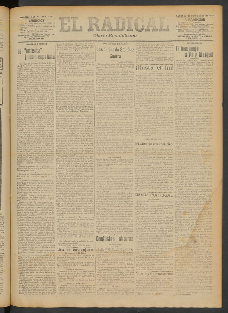 Miniatura de El Radical: diario republicano del 20 de septiembre de 1915