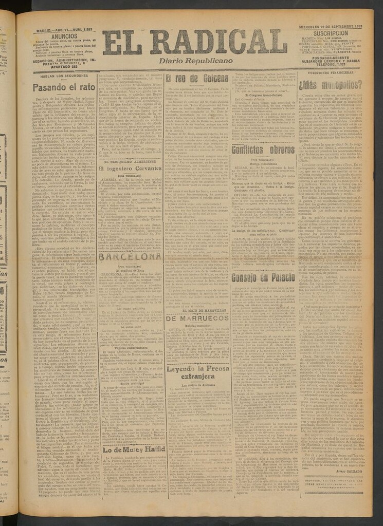 Miniatura de El Radical: diario republicano del 22 de septiembre de 1915
